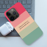 Colorblock Horizontal Stripe Pink & Green Monogram iPhone 15 Pro Case<br><div class="desc">A stylish colorblock iphone case with 5 horizontal stripes in shades of pink,  peach and green in a modern mininmalist design style. The text can easily be customised with your name or title for the perfectly personalised gift or accessory.</div>