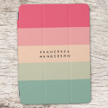 Colorblock Horizontal Stripe Pink & Green Monogram iPad Air Cover<br><div class="desc">A stylish colorblock ipad cover with 5 horizontal stripes in shades of pink,  peach and green in a modern mininmalist design style. The text can easily be customised with your name or title for the perfectly personalised gift or accessory.</div>