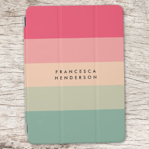 Colorblock Horizontal Stripe Pink & Green Monogram iPad Mini Cover