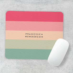 Colorblock Horizontal Stripe Pink & Green Monogram Mouse Mat
