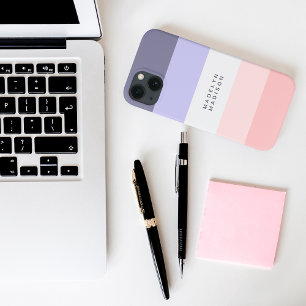 Colorblock Horizontal Stripe Pink, Peach & Purple iPhone 13 Case