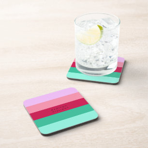 Colorblock Horizontal Stripe Viva Magenta Spring Coaster