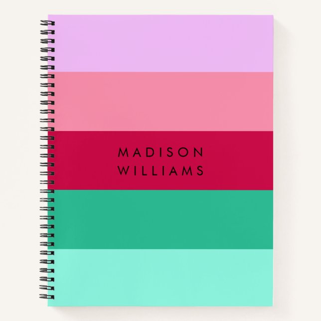 Colorblock Horizontal Stripe Viva Magenta Spring  Notebook (Front)