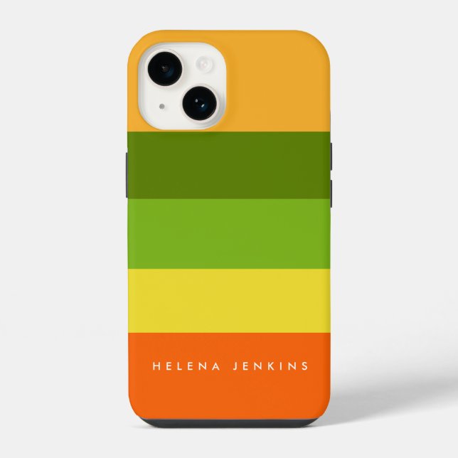 Colorblock Horizontal Striped Colourful Monogram iPhone Case (Back)