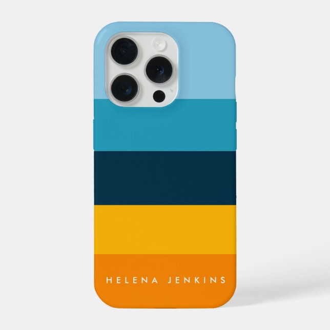 Colorblock Horizontal Striped Colourful Monogram iPhone Case (Back)