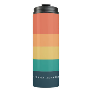 Colorblock Horizontal Striped Colourful Monogram Thermal Tumbler