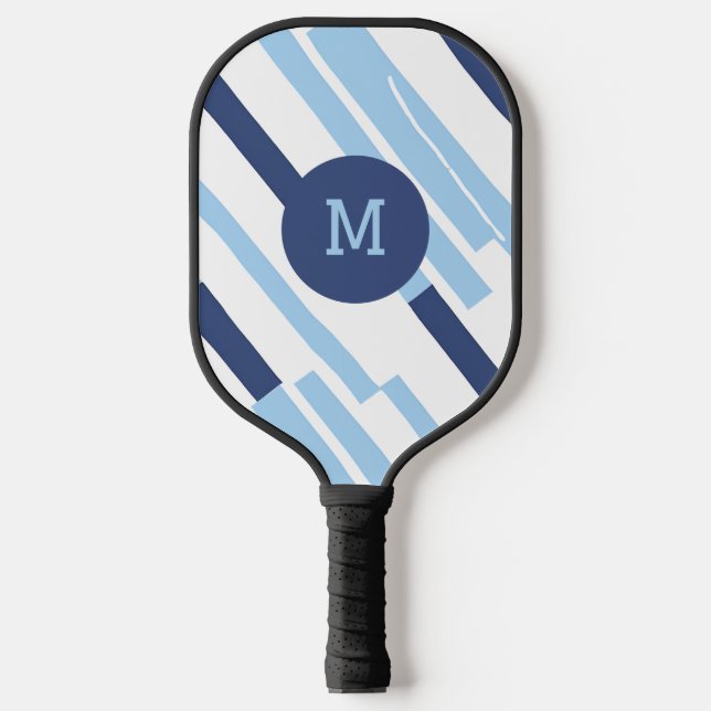Colorblock Light Dark Blue Monogram Pickleball Paddle (Front)