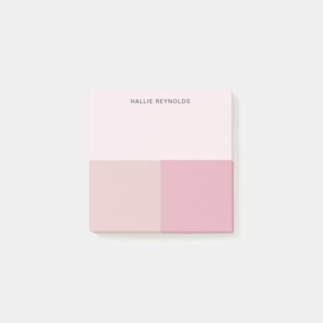 Colorblock Monogram Blush Pastel Pale Pink Post-it Notes (Front)