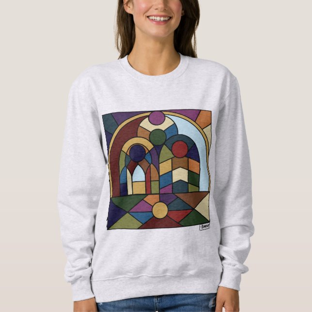 Colorblock Mural Crewneck Sweatshirt (Front)