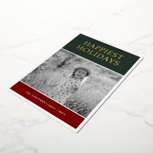 Colorblock Photo Foil Holiday Card