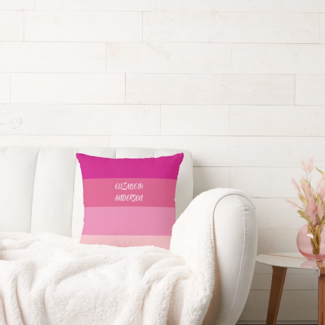 Colorblock Pink Horizontal Stripe Cushion (Couch)