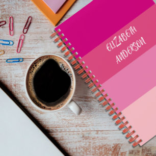 Colorblock Pink Horizontal Stripe Notebook