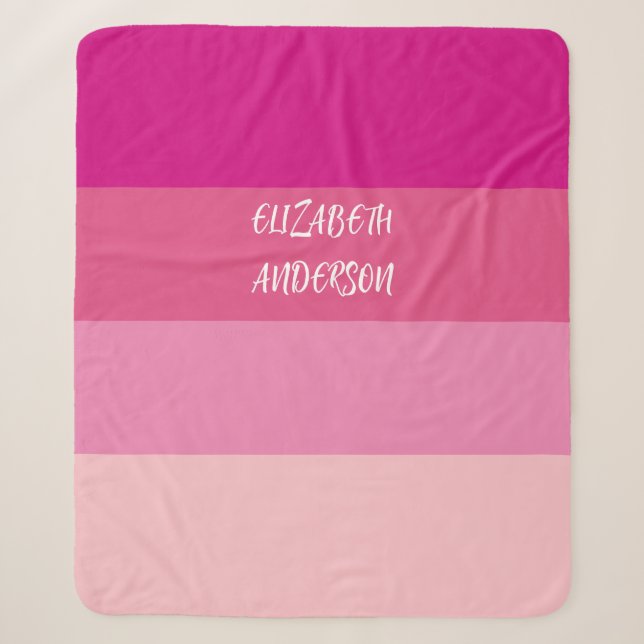 Colorblock Pink Horizontal Stripe Sherpa Blanket (Front)