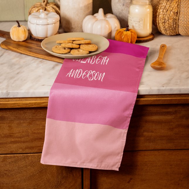 Colorblock Pink Horizontal Stripe Tea Towel (Creator Uploaded)