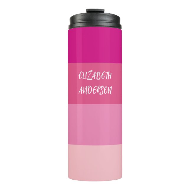 Colorblock Pink Horizontal Stripe Thermal Tumbler (Front)