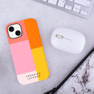 Colorblock Pink Orange Yellow Minimalist iPhone 14 Case