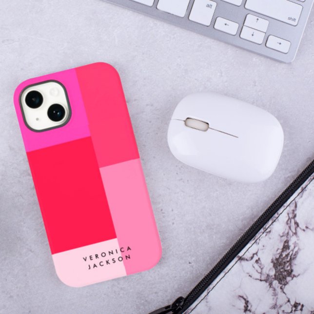 Colorblock Pink & Red Monogram iPhone Case (Creator Uploaded)