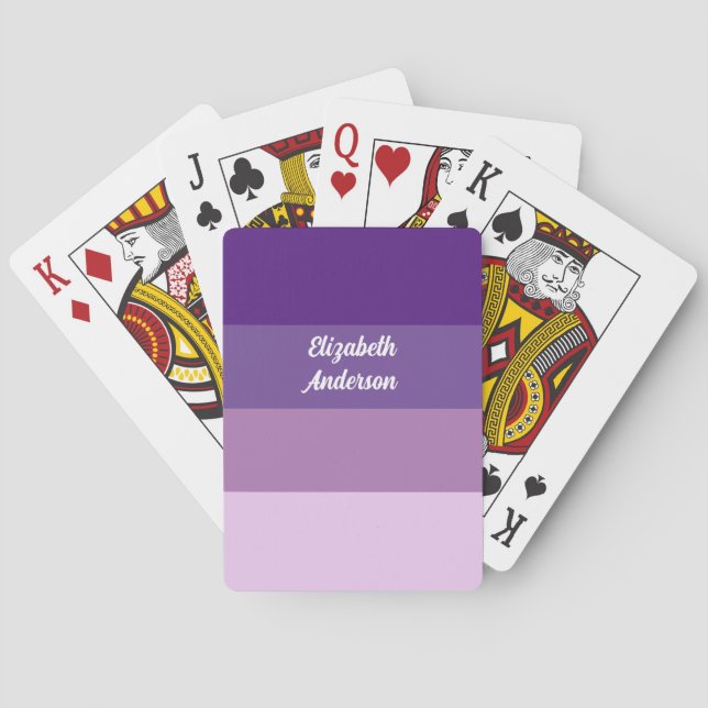Colorblock Purple Horizontal Stripe Playing Cards (Back)