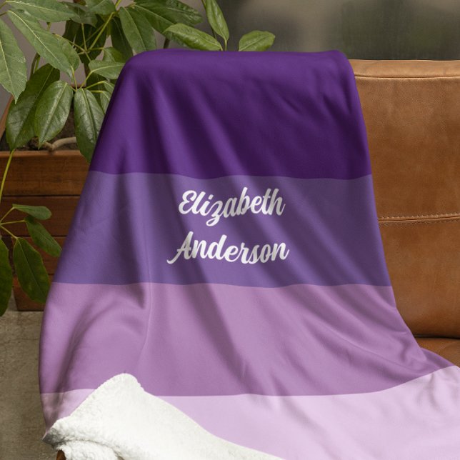 Colorblock Purple Horizontal Stripe Sherpa Blanket (Creator Uploaded)
