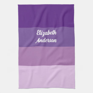 Colorblock Purple Horizontal Stripe Tea Towel