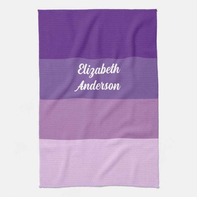 Colorblock Purple Horizontal Stripe Tea Towel (Vertical)