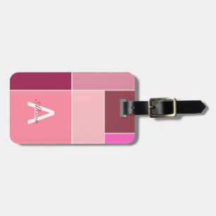 Colorblock Stripe Pink Monogram Luggage Tag