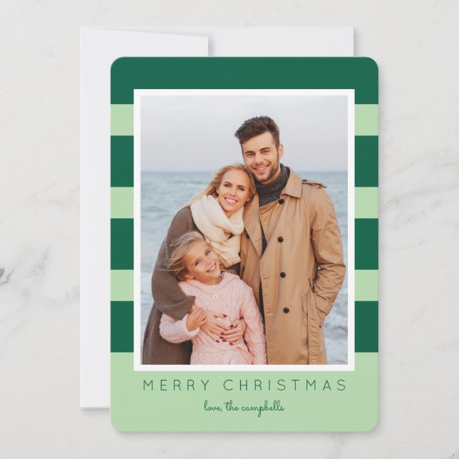 Colorblock Stripes Christmas Photo card (Front)