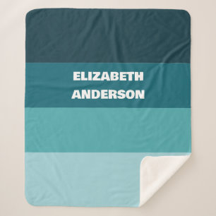 Colorblock Teal Horizontal Stripe Sherpa Blanket