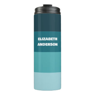 Colorblock Teal Horizontal Stripe Thermal Tumbler