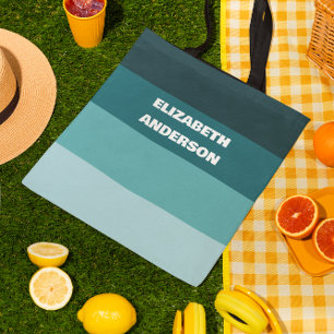 Colorblock Teal Horizontal Stripe Tote Bag