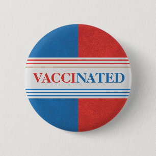 Colorblock Vaccinated Button (Red and Blue)