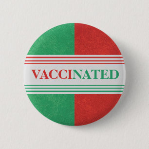 Colorblock Vaccinated Button (Red and Green)