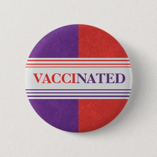 Colorblock Vaccinated Button (Red and Purple)