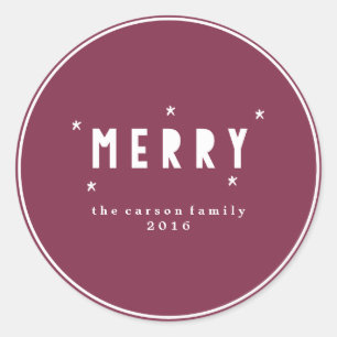 Colorblocked MERRY MERRY MERRY Monogram Stickers