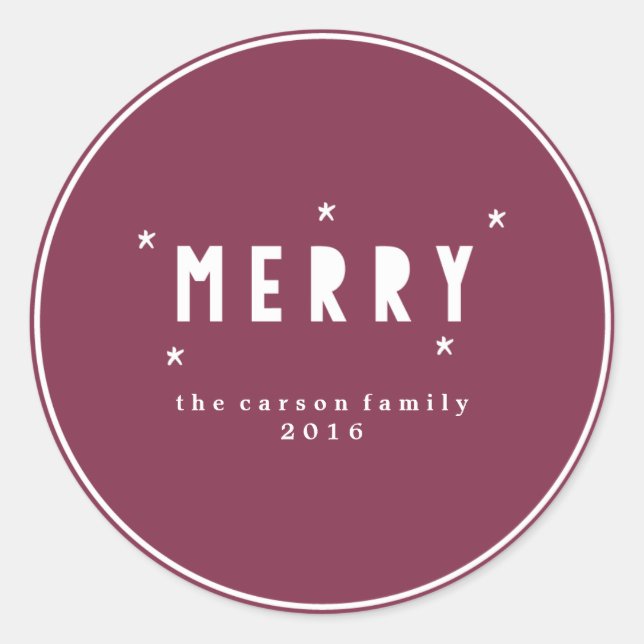 Colorblocked MERRY MERRY MERRY Monogram Stickers (Front)