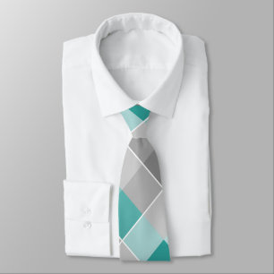 colorblocks plaid aqua grey white neck tie