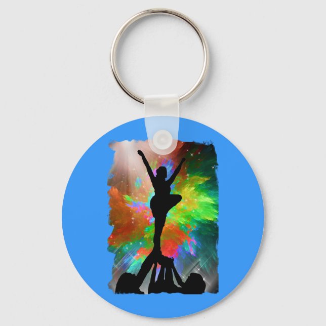 Colorburst Background with Cheerleraders Key Ring (Front)