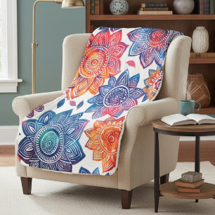Colorburst Mandala Garden – Vibrant Boho Gift Sherpa Blanket