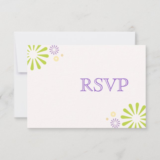Colorbursts Wedding RSVP Card (Front)