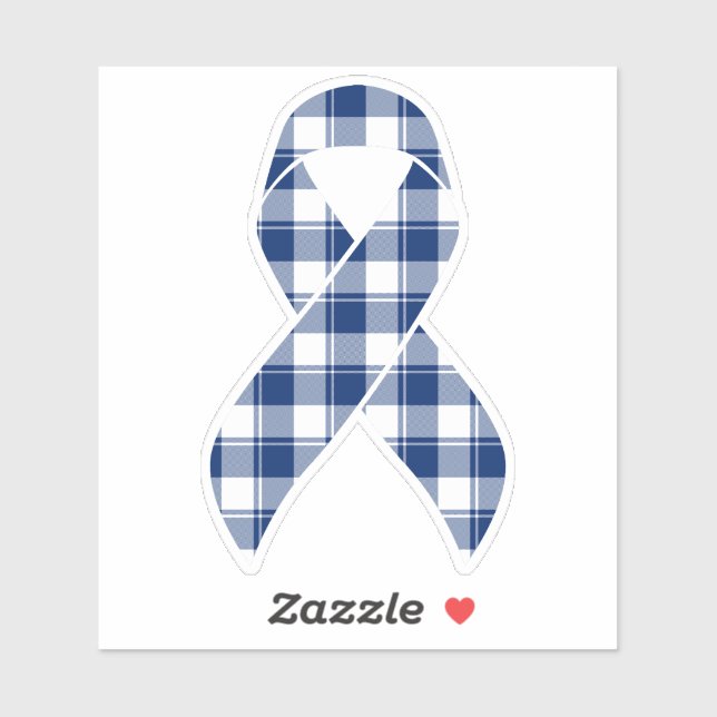 Colorectal Cancer Awareness Plaid Dark Blue Ribbon (Sheet)