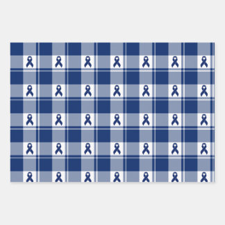Colorectal Cancer Awareness Plaid Wrapping Paper