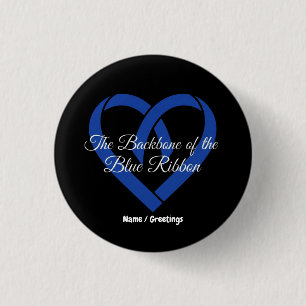 Colorectal Cancer Backbone Heart Blue Awareness 3 Cm Round Badge