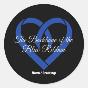 Colorectal Cancer Backbone Heart Blue Awareness Classic Round Sticker