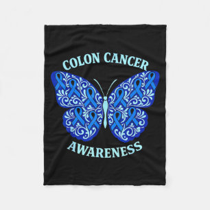 Colorectal colon cancer awareness blue ribbon fleece blanket