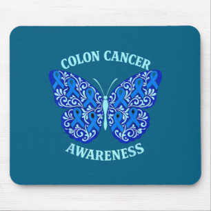 Colorectal colon cancer awareness blue ribbon mouse mat