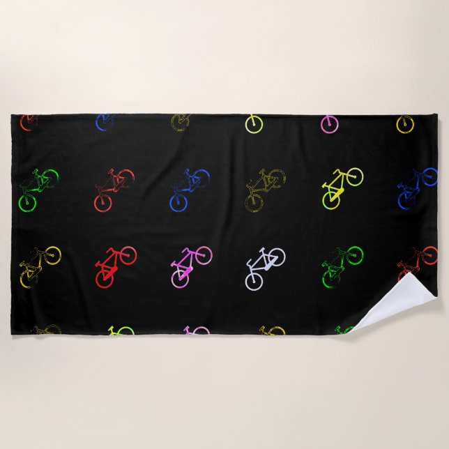 Colored bicycles beach towel (Front)