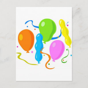 Colored Birthday Party Balloons Invitation Postcard
