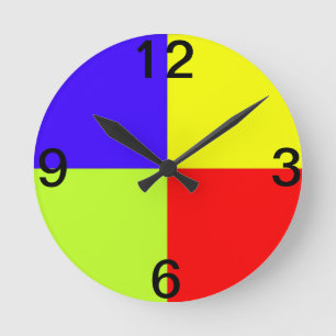 Colored Block Art Round Clock
