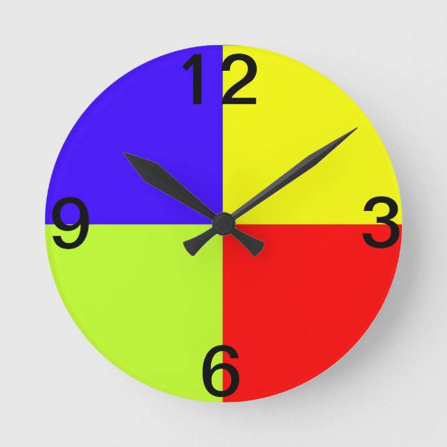 Colored Block Art Round Clock (Front)