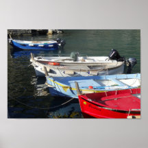 Colored boats on the pier
